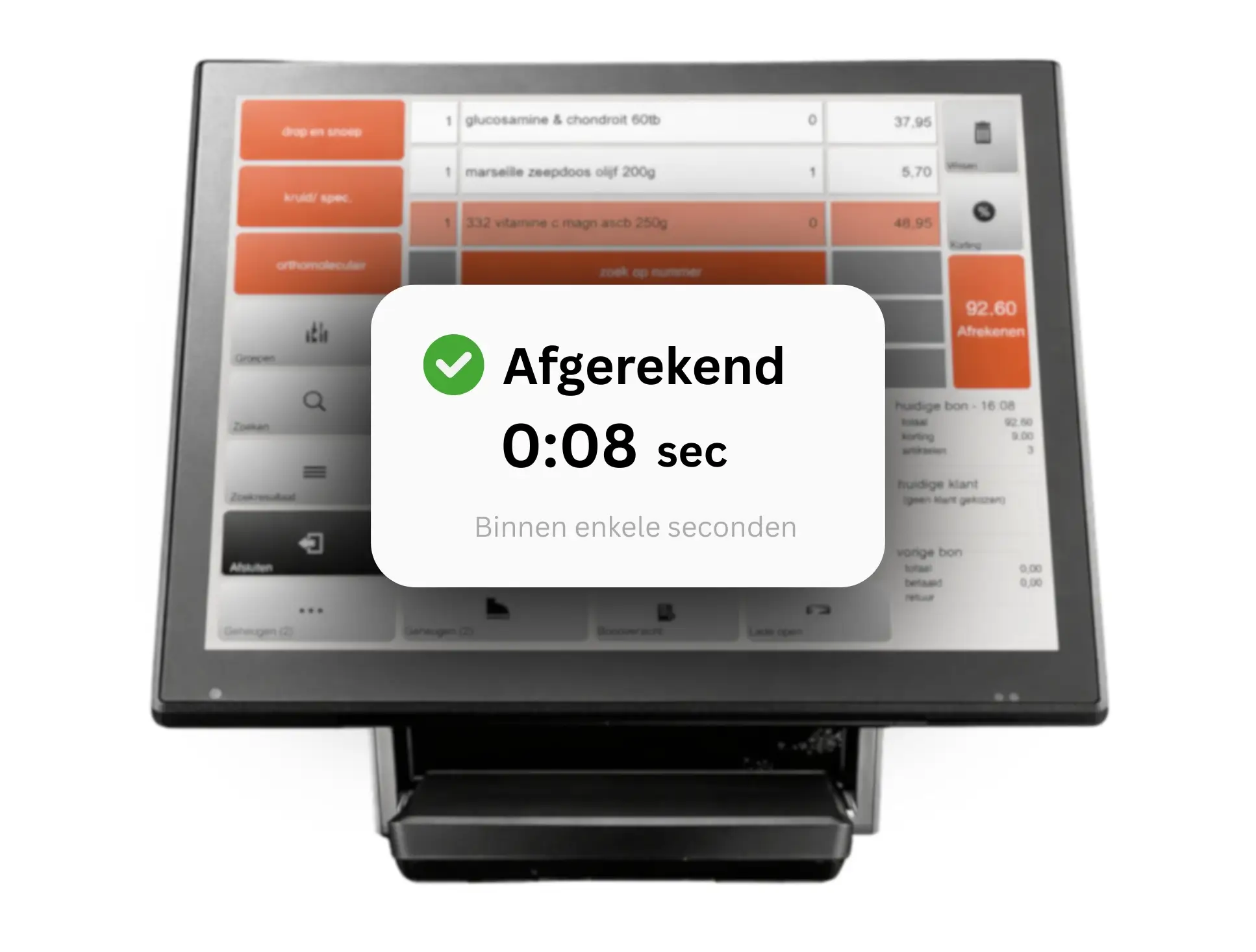 Afrekenen op kassasysteem