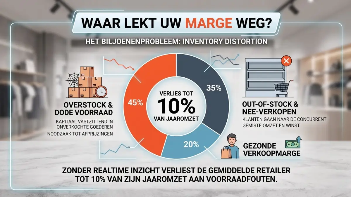 Infographic over de grootste lekken in retail marge en inventory distortion